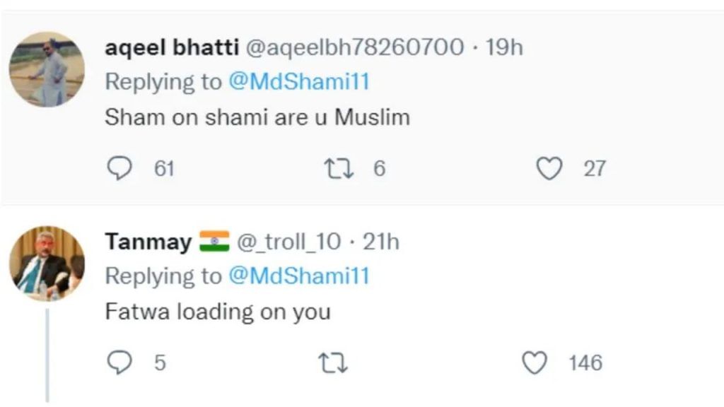 Shami threatened on Dussehra Tweet