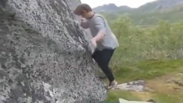 આ છોકરાનું બેલેન્સ તો જુઓ...! હાથ લગાવ્યા વગર આ રીતે ચડ્યો પર્વત, લોકોએ કહ્યું-'પહાડી બકરી'