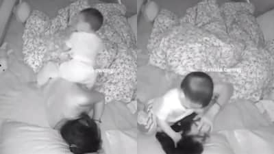 વાયરલ વીડિયો : શું તમારા બાળક પણ છે આવા તોફાની ? જુઓ રાત્રે સૂતા સમયે મમ્મીને હેરાન કરતો તોફાની બાળક