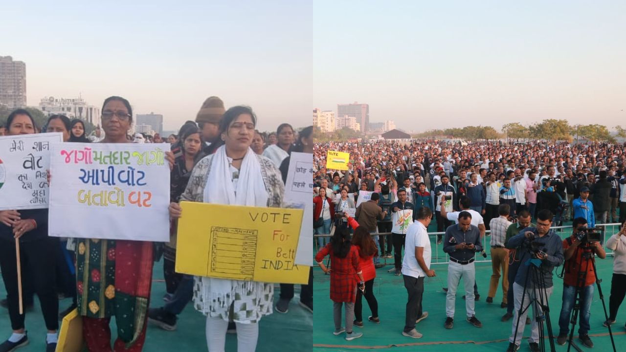 Gujarat Election 2022 : અમદાવાદમા રન ફોર વોટ દ્વારા અચૂક મતદાનનો સંદેશ અપાયો, 15,000 રમતવીરોએ ભાગ લીધો