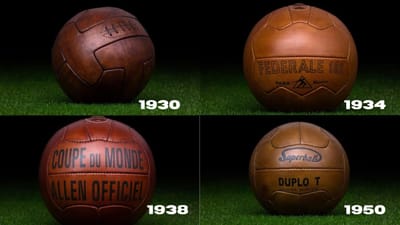 વર્ષ 1930ના ઉરુગ્વે વર્લ્ડકપમાં ટી-મોડલ બોલનો ઉપયોગ થયો હતો. ફાઈલનમાં આર્જેટિનાની ટીમ આ બોલથી રમવા તૈયાર ન હતી. તેથી પહેલા હાફમાં આર્જેટિના ટિએંટો બોલથી અને બીજા હાફમાં ઉરુગ્વેના ટી-મોડલ બોલથી મેચ રમવામાં આવી હતી. ટી-મોડલમાં 12 પેનલ હતા.વર્ષ 1934ના ઈટાલી વર્લ્ડકપમાં ફેડરેલ 102 નામના બોલનો ઉપયોગ થયો હતો. વર્ષ 1938ના ફાન્સ વર્લ્ડકપમાં એલેન બોલનો ઉપયોગ થયો હતો. આ બોલમાં સિલાઈવાળી જગ્યા પર ત્રણ પેનલ હતી. અન્ય જગ્યા એ 2 પેનલનો ઉપયોગ થયો હતો. વર્ષ 1950ના બ્રાઝિલ વર્લ્ડકપમાં સુપર ડુપલો બોલનો ઉપયોગ થયો હતો. 
