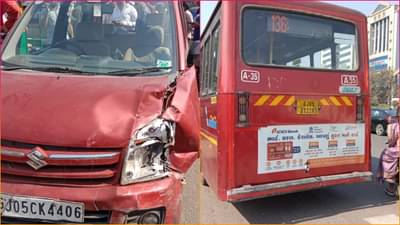 Surat : પૂર ઝડપે જઈ રહેલી BRTS બસે વાહનોને અડફેટે લીધા, જુઓ Video