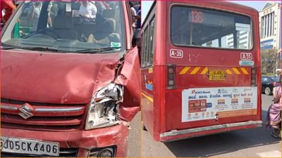 Surat : પૂર ઝડપે જઈ રહેલી BRTS બસે વાહનોને અડફેટે લીધા, જુઓ Video