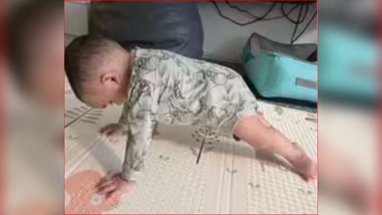 કાજલ અગ્રવાલના 9 મહિનાના પુત્રએ કર્યો પ્લેન્ક, જુઓ Viral Video