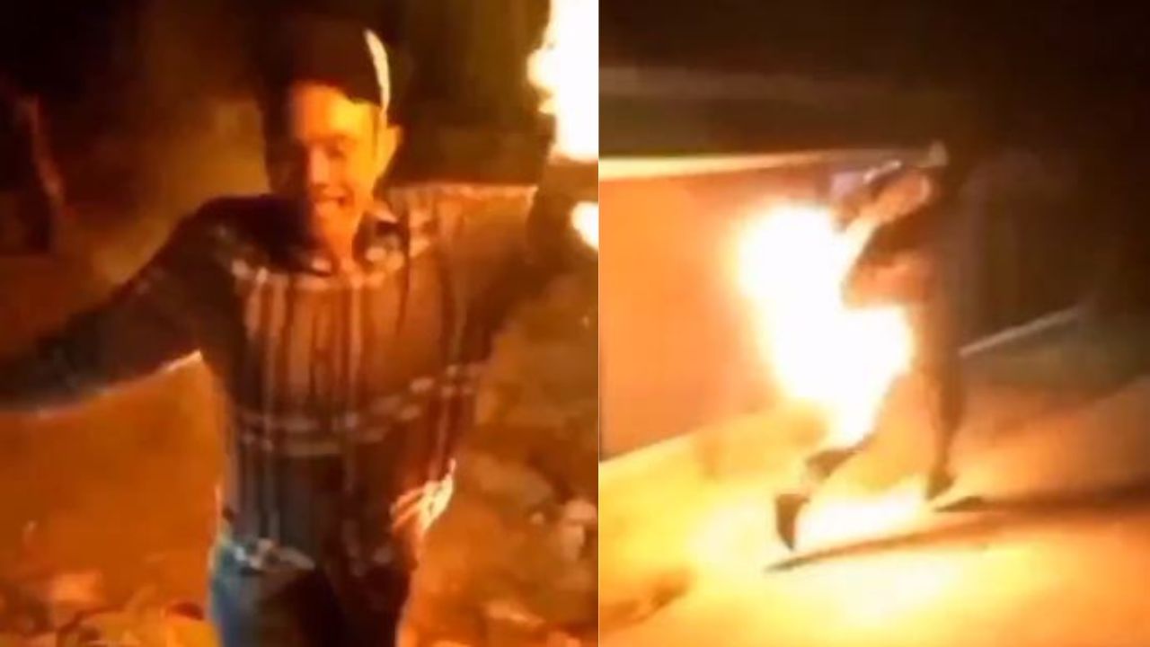 Shocking Video: હોંશિયારી મારવા આગ પર કર્યો ડાન્સ, આખા શરીર પર આગ લાગતા આ રીતે બચાવ્યો જીવ