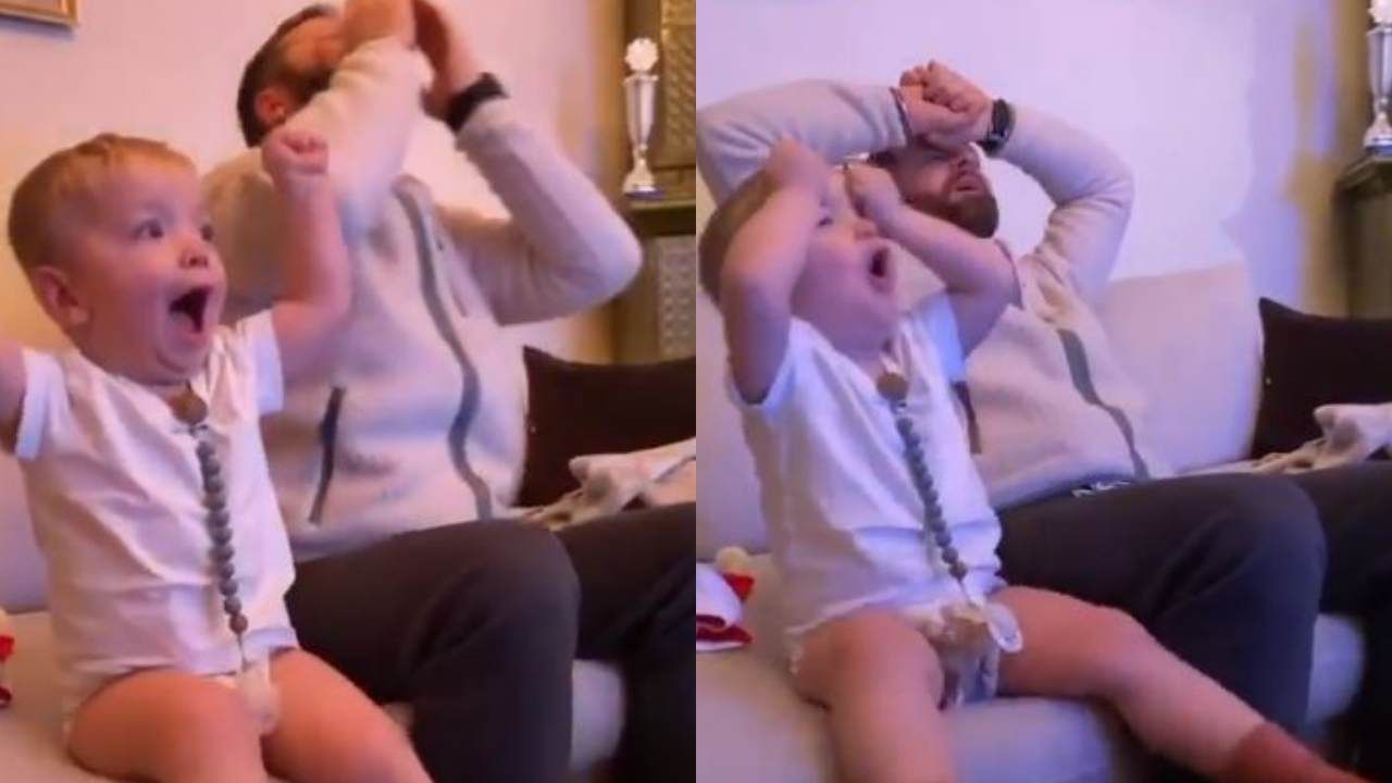 Funny Child video : પિતાને જોઈને બાળકે આ રીતે આપ્યા રિએક્શન, Cute Video થયો વાયરલ
