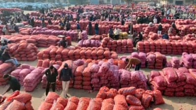 Rajkot: ગોંડલ માર્કેટ યાર્ડમાં ડુંગળીની મબલખ આવક, 1 લાખથી વધુ ડુંગળીની ગુણીની આવક નોંધાઈ