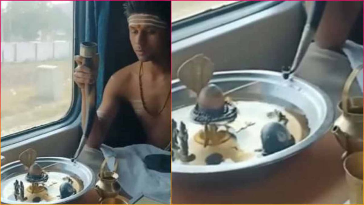 ટ્રેનમાં યુવકે કર્યો રુદ્રાભિષેક, લોકોએ આપી કંઈક આવી પ્રતિક્રિયા, જુઓ Viral Video