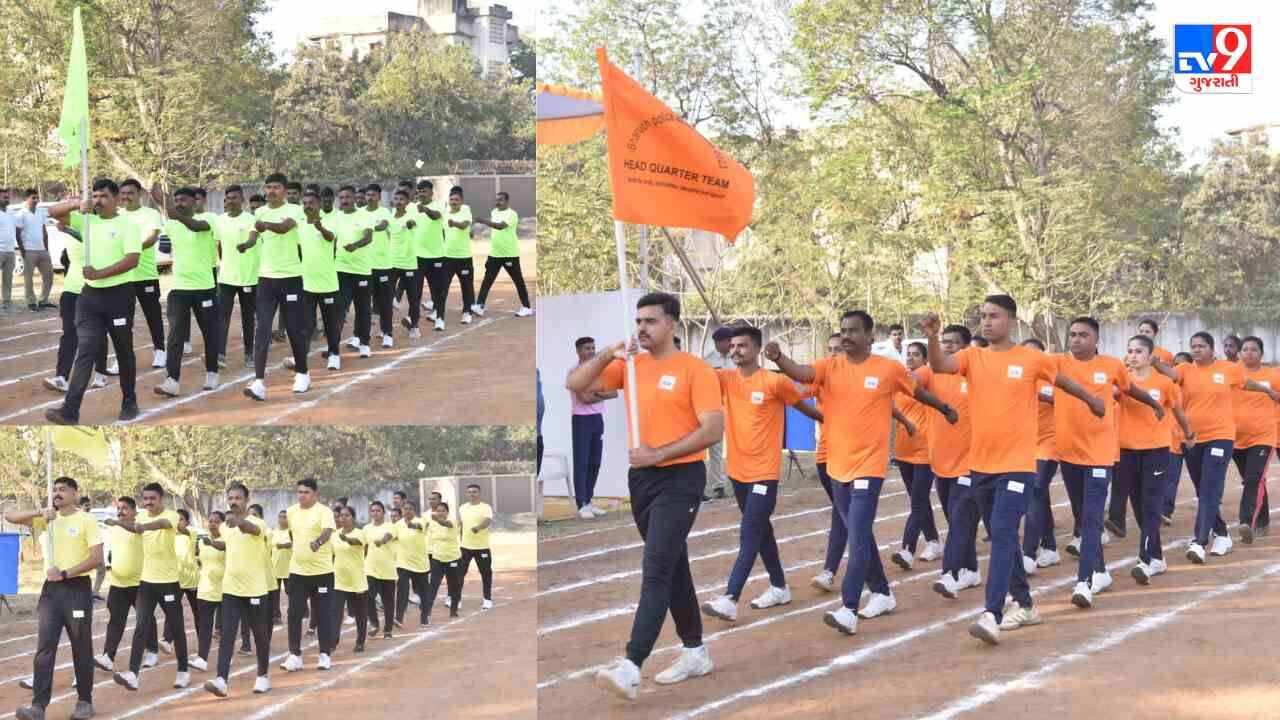 Bharuch Police Athletics Meet 2023 : ભરૂચ જિલ્લા પોલીસ હેડ ક્વાર્ટર ખાતે આવેલા પોલીસ પરેડ ગ્રાઉન્ડ ખાતે રમતોત્સવનું આયોજન કરાયું છે. પોલીસ દ્વારા આયોજિત અવસર હોય એટલે પરેડ અચૂક યોજાતી હોય છે. ભરૂચ જિલ્લા પોલીસના અધિકારીઓ અને કર્મચારીઓએ ખેલ ઉત્સવની પરેડ યોજી હતી. આ પરેડે ખુબ આકર્ષણ જમાવ્યું હતું. 