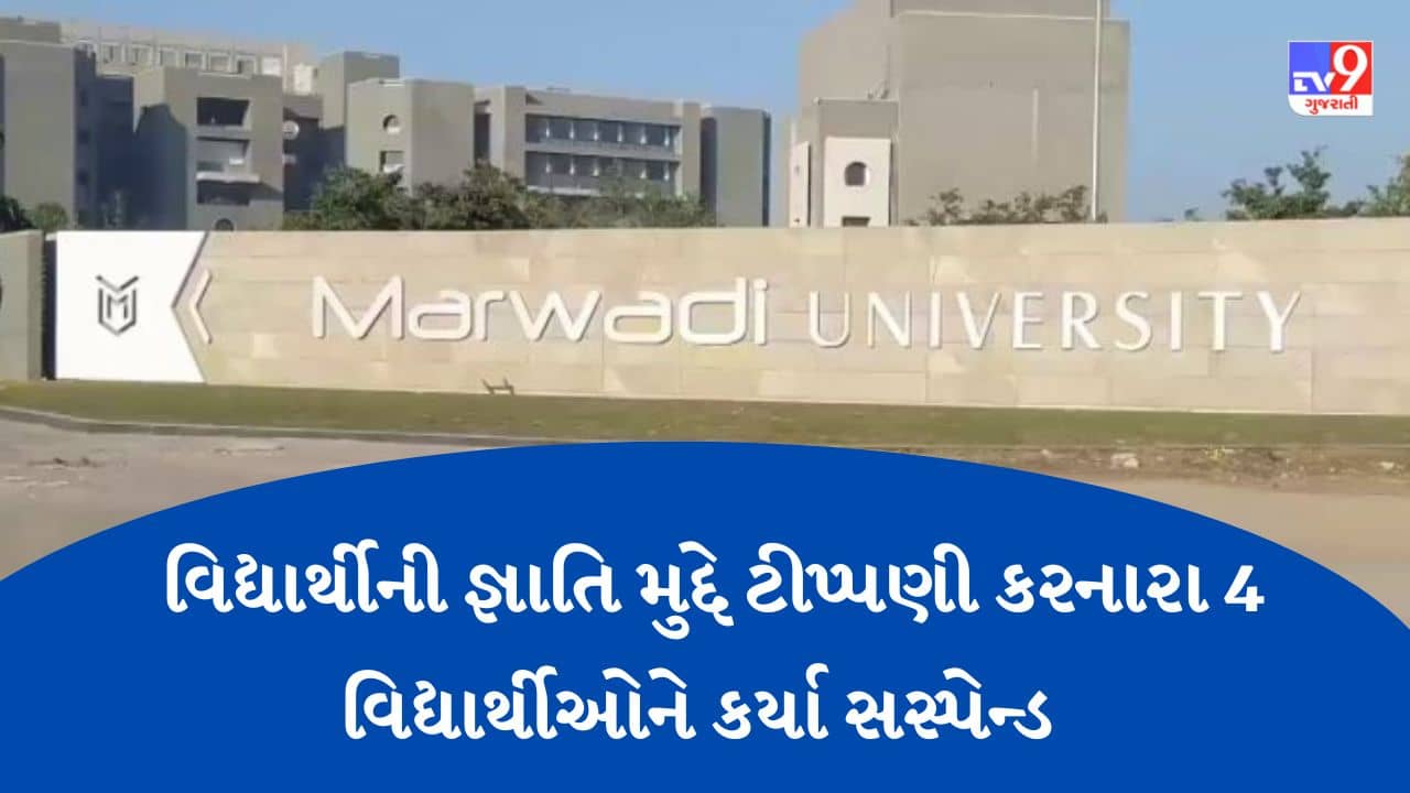 Gujarati Video :મારવાડી યુનિવર્સિટીમાં વિદ્યાર્થીને માર મારવાના કેસમાં, જ્ઞાતિ મુદ્દે ટીપ્પણી કરનારા 4 વિદ્યાર્થી સસ્પેન્ડ
