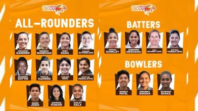 ગુજરાત જાયન્ટસની ટીમ : એશલે ગાર્ડનર – 3.2 કરોડ, બેથ મૂની - 2 કરોડ, સોફિયા ડંકલી - 60 લાખ, એનાબેલ સધરલેન્ડ - 70 લાખ, હરલીન દેઓલ - 40 લાખ, ડિઆન્ડ્રા ડોટિન - 60 લાખ, સ્નેહ રાણા – 75 લાખ, સબીનેની મેઘના - 30 લાખ, જ્યોર્જિયા વેરહેમ - 75 લાખ, માનસી જોશી - 30 લાખ, દયાલન હેમલતા - 30 લાખ, મોનિકા પટેલ - 30 લાખ, તનુજા કંવર – 50 લાખ, સુષ્મા વર્મા - 60 લાખ, હર્લી ગાલા - 10 લાખ, અશ્વની કુમારી – 35 લાખ, પારુણિકા સિસોદિયા - 10 લાખ, શબનમ શકીલ - 10 લાખ (18 ખેલાડીઓની ટીમ)