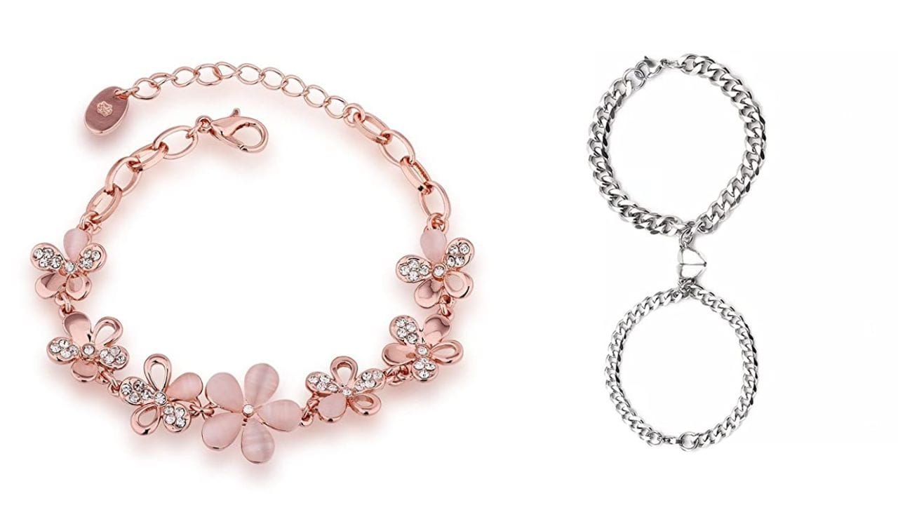 5. બ્રેસલેટ: હાથમાં પહેરવાના બ્રેસલેટ 100 રુની અંદર મળી શકે છે. ઘણી છોકરીઓ હાથ ખાલી ના લાગે એટલા માટે હાથમાં બ્રેસલેટ પહેરતી હોય છે. ત્યારે આ એક સારુ ઓપશન છે તમારા બજેટમાં આ ખાસ દિવસ માટે ગિફ્ટ લેવાનું.