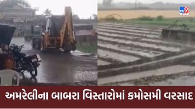 Gujarati Video : અમરેલીના બાબરા અને ગ્રામ્ય વિસ્તારોમાં કમોસમી વરસાદ, રસ્તા પર પાણી વહેતા થયા