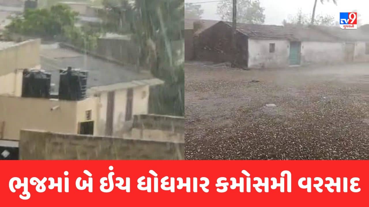 Gujarati Video : ભુજમાં બે ઇંચ ધોધમાર કમોસમી વરસાદ, રાપરમાં પણ કરા પડયા, ખેડુતો ચિંતીત