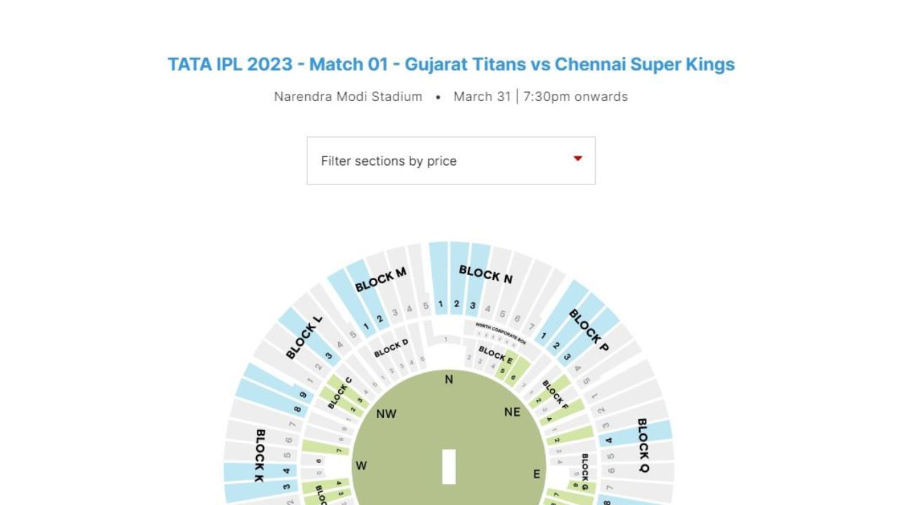 
IPL 2023 ઓપનર માટેની ટિકિટ Paytm Insider નામના ઓનલાઈન ટિકિટ પ્લેટફોર્મ પરથી ખરીદી શકાય છે. “TATA IPL 2023 – મેચ 01 – ગુજરાત ટાઇટન્સ વિ ચેન્નાઈ સુપર કિંગ્સ” દર્શાવતા આઇકન પર ક્લિક કરીને તમે ટિકિટ બુક કરી શકશો. 