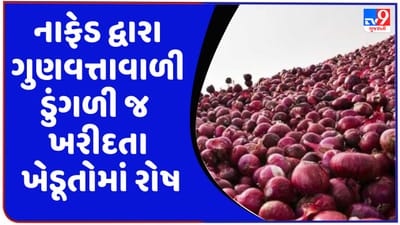 Gujarati Video: રાજકોટમાં નાફેડ દ્વારા ગુણવત્તાવાળી ડુંગળી જ ખરીદતા ખેડૂતોમાં રોષ Gujarati Video: રાજકોટમાં નાફેડ દ્વારા ગુણવત્તાવાળી ડુંગળી જ ખરીદતા ખેડૂતોમાં રોષ