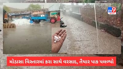 Aravalli: મોડાસાના આસપાસના વિસ્તારમાં કરા સાથે વરસાદ વરસ્યો, માર્કેટયાર્ડમાં ચણાનો પાક પલળ્યો