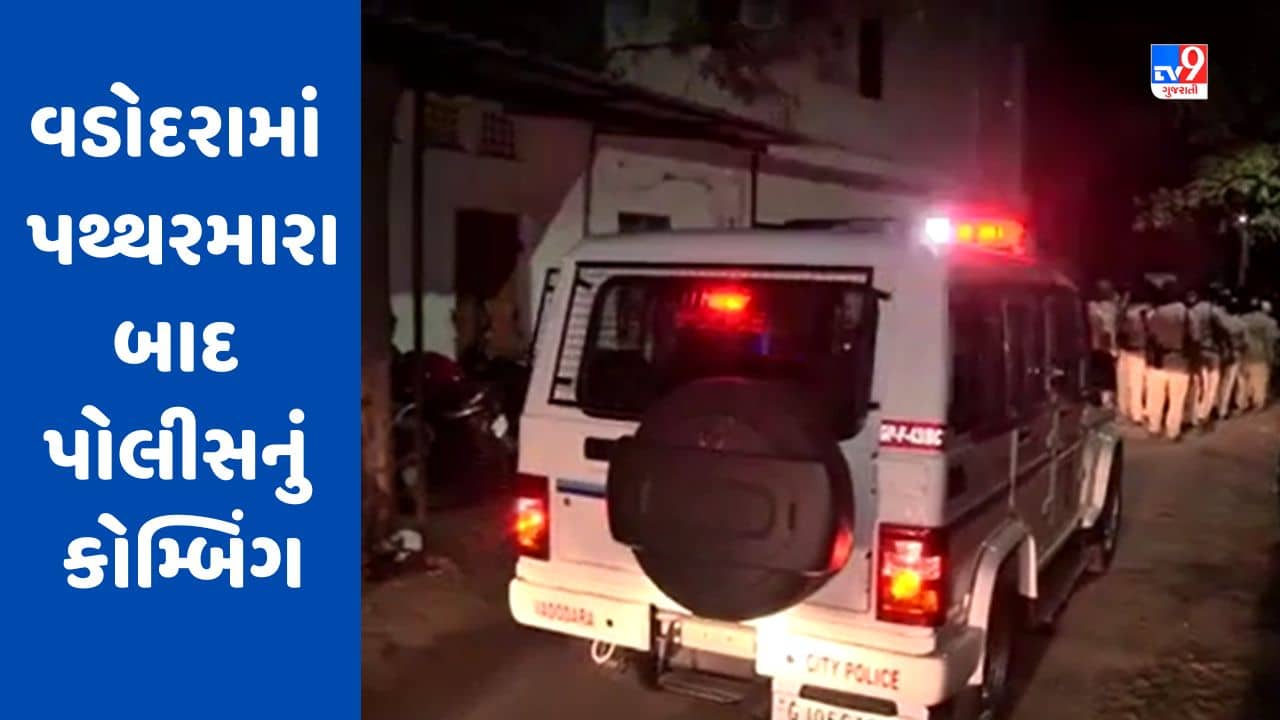 Gujarati Video : વડોદરામાં પથ્થરમારા બાદ પોલીસનું કોમ્બિંગ, 15 લોકોની અટકાયત, જુઓ Video