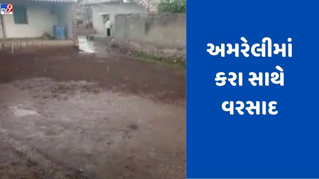 Gujarati Video: અમરેલીના ધારીમાં કરા સાથે વરસાદ ખાબક્યો, જુઓ Video