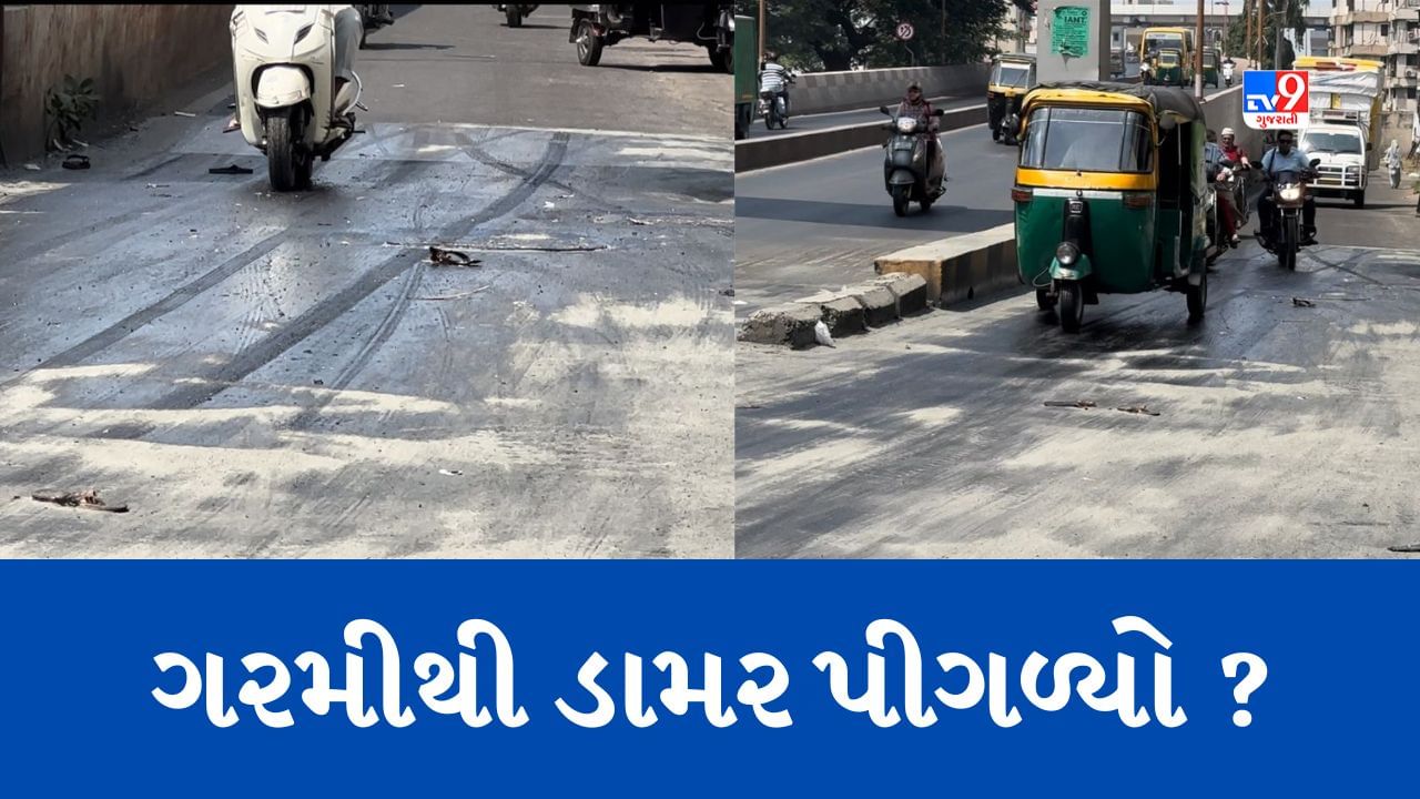 Gujarati Video : સુરતમાં રસ્તો બન્યાના કલાકોમાં જ પીગળ્યો ડામર, ભ્રષ્ટાચાર થયાનો આક્ષેપ, જુઓ Video