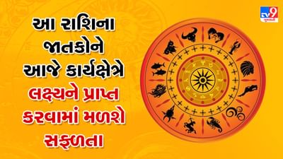 Horoscope Today Video : આ 4 રાશિના જાતકોને આજે કાર્યક્ષેત્રે લક્ષ્યને પ્રાપ્ત કરવામાં સફળતા મળશે, જાણો કઈ કઈ રાશિ છે, જુઓ Video