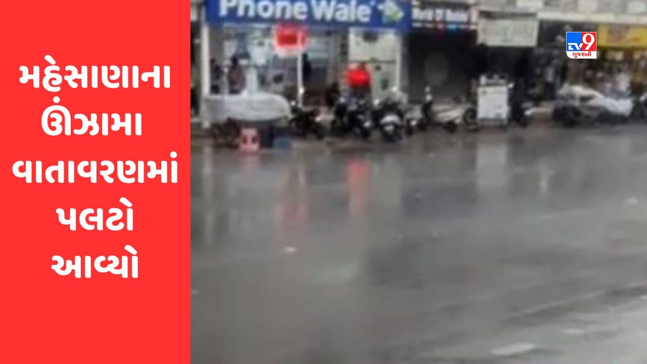 Gujarati Video : મહેસાણાના ઊંઝામા વાતાવરણમાં પલટો આવ્યો, ખેડૂતોની ચિંતામાં વધારો થયો