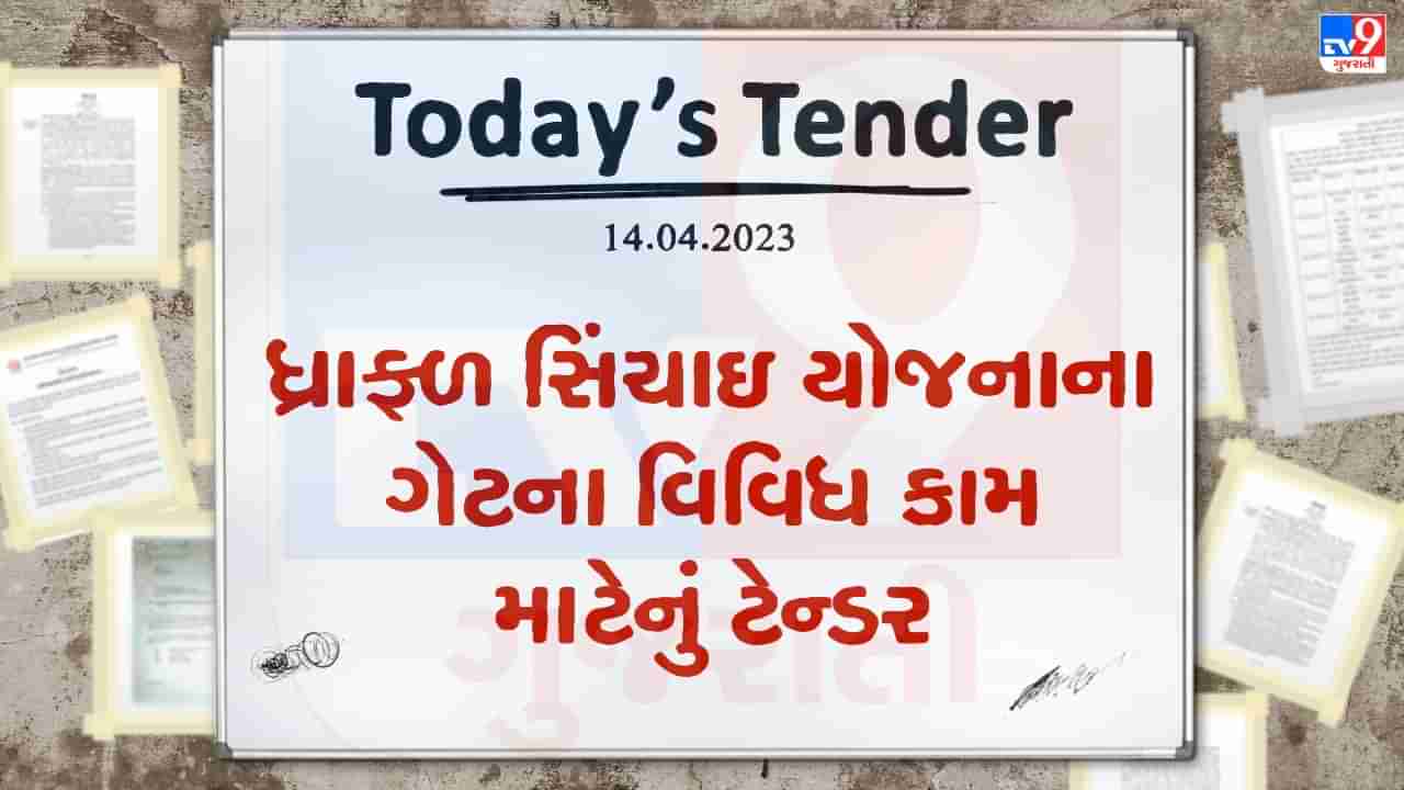 Tender Today : ધ્રાફળ સિંચાઇ યોજનાના ગેટના વિવિધ કામ માટે ટેન્ડર બહાર પડાયુ, ટેન્ડરની કિંમત લાખો રુપિયામાં