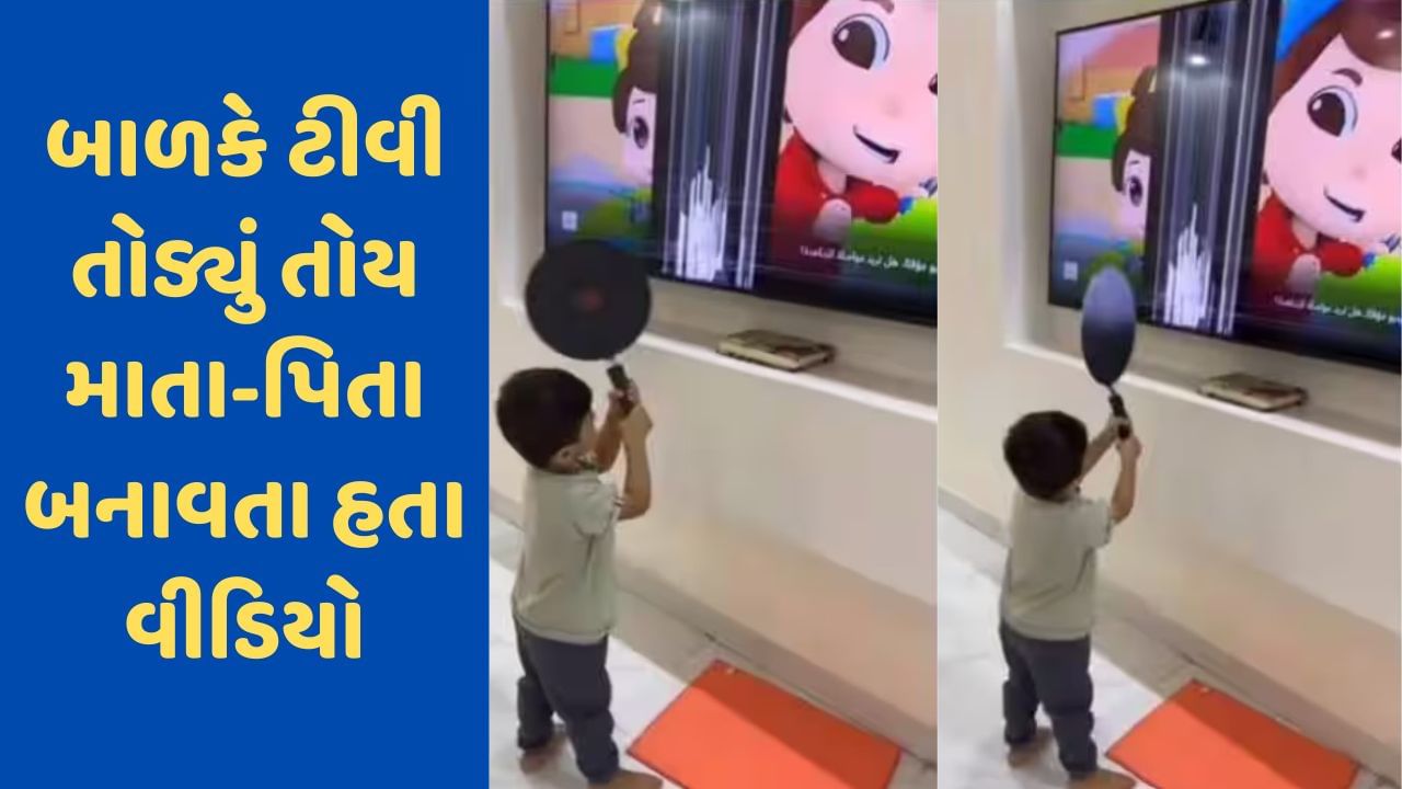 Viral Video : તોફાની બાળકે પેન મારી તોડી નાખ્યું હજારોની કિંમતનું ટીવી, વાલીઓ બનાવતા રહ્યા વીડિયો