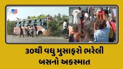 Valsad: માંડવા ગામ નજીક બસનો અકસ્માત, 30થી વધુ મુસાફરો હતા બસમાં સવાર, જુઓ Video