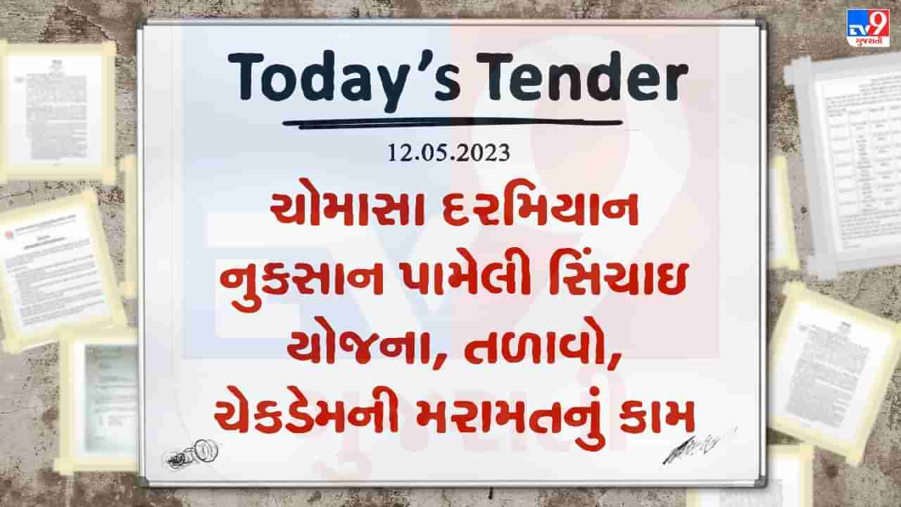 Tender Today : ચોમાસા દરમિયાન નુકસાન પામેલી સિંચાઇ યોજના, તળાવો, ચેકડેમના મરામતનું કામના માટે ટેન્ડર જાહેર