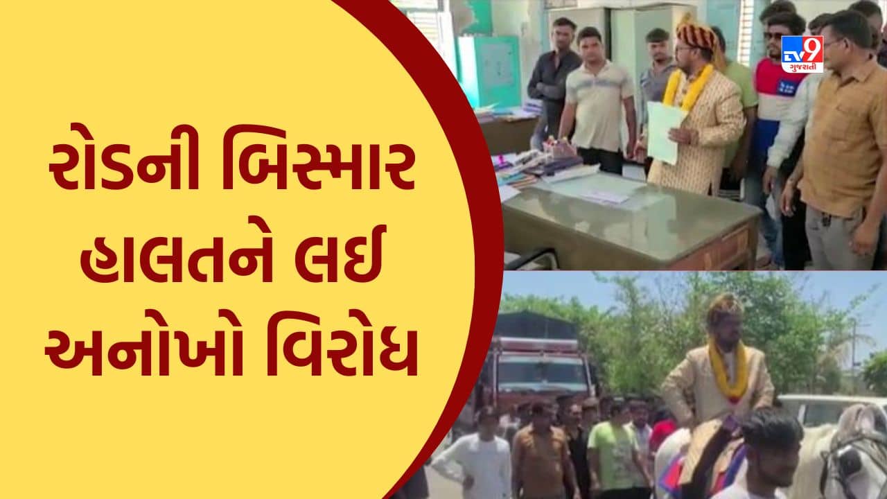 વડોદરાના રોડની બિસ્માર હાલત સામે લુણા ગામના લોકોનો અનોખો વિરોધ, જુઓ Video