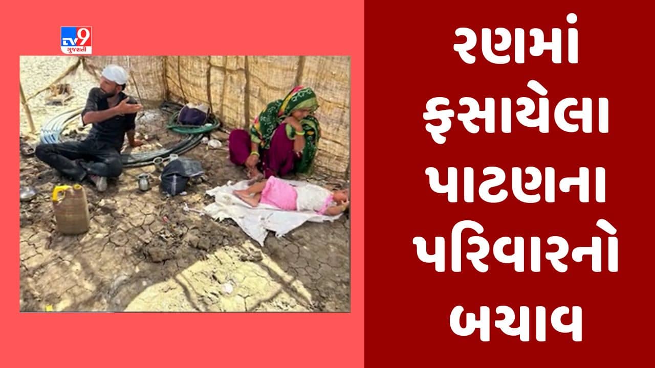 Gujarati Video : કચ્છના નાના રણમાં ફસાયો હતો પાટણનો પરિવાર, સ્વયંસેવકો અને તંત્રની મદદથી તમામને બચાવાયા