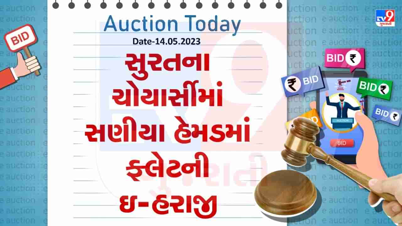 Auction Today : સુરતના ચોયાર્સીમાં સણીયા હેમડમાં ફ્લેટની ઇ- હરાજી,  જાણો વિગતો