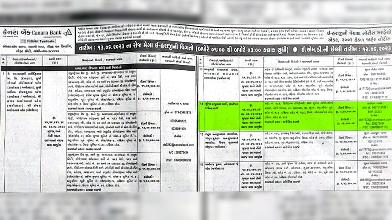 Surat Plot E Auction Paper Cutting Detail