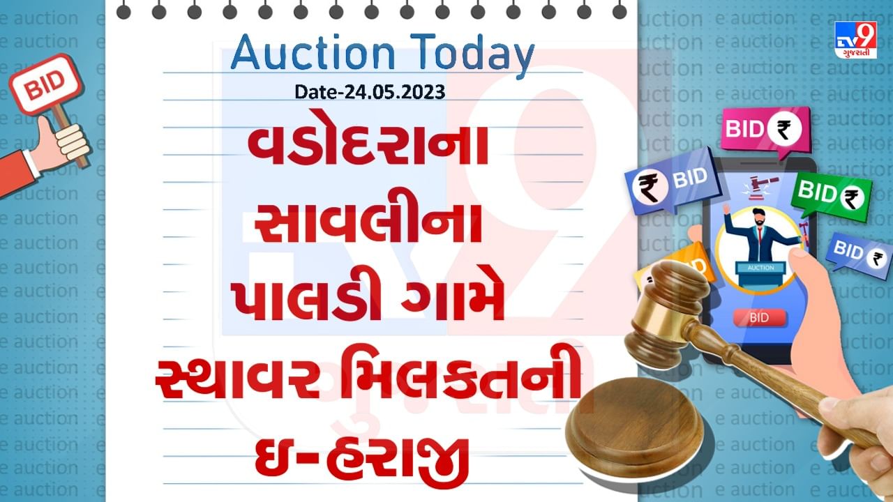 Auction Today : વડોદરાના સાવલીના પાલડી ગામે સ્થાવર મિલકતની ઇ -હરાજી , જાણો વિગતો