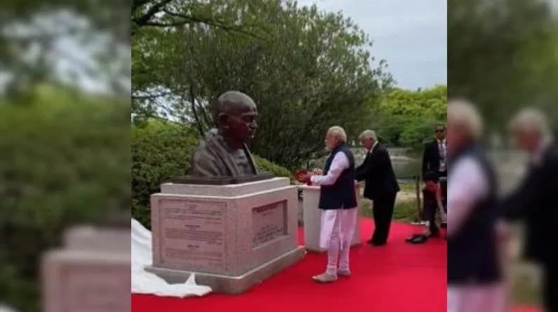G7Summit: PM મોદીએ હિરોશિમામાં મહાત્મા ગાંધીની પ્રતિમાનું કર્યું અનાવરણ, કહ્યું તે અહિંસાના વિચારને આગળ વધારશે