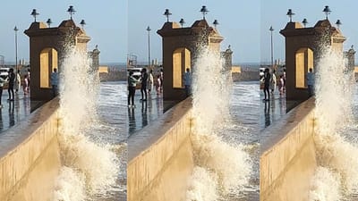 અરબી સમુદ્રમાં સર્જાઇ રહેલા સંભવિત Cyclone Biparjoyને ધ્યાને લઈ દમણ ખાતે 1 નંબરનું સિગ્નલ અપાયું છે. દમણના દરિયામાં કરંટ જોવા મળી રહ્યો છે. વાવાઝોડાની અસરના પગલે અહીં દરિયામાં ખૂબ ઊંચા મોજા ઉછળી રહ્યા છે.