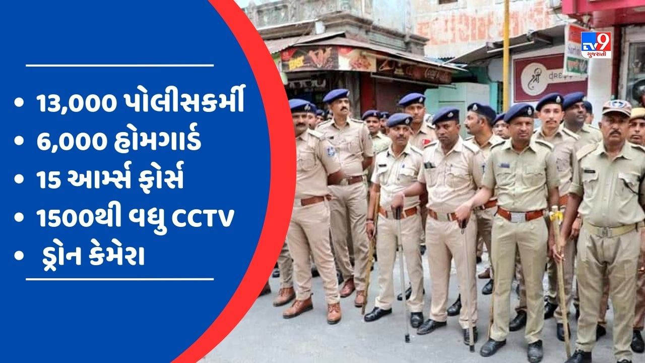 રથયાત્રામાં અમદાવાદ શહેરના 13 હજાર પોલીસ કર્મીઓ ઉપરાંત 6 હજાર હોમગાર્ડ, 15 આર્મ્સ ફોર્સની ટુકડીઓ ખડેપગે ઉપસ્થિત રહેશે. આ સિવાય 1500 થી વધુ સીસીટીવી ડ્રોન કેમેરાથી સર્વેલન્સ કરવામાં આવશે. 