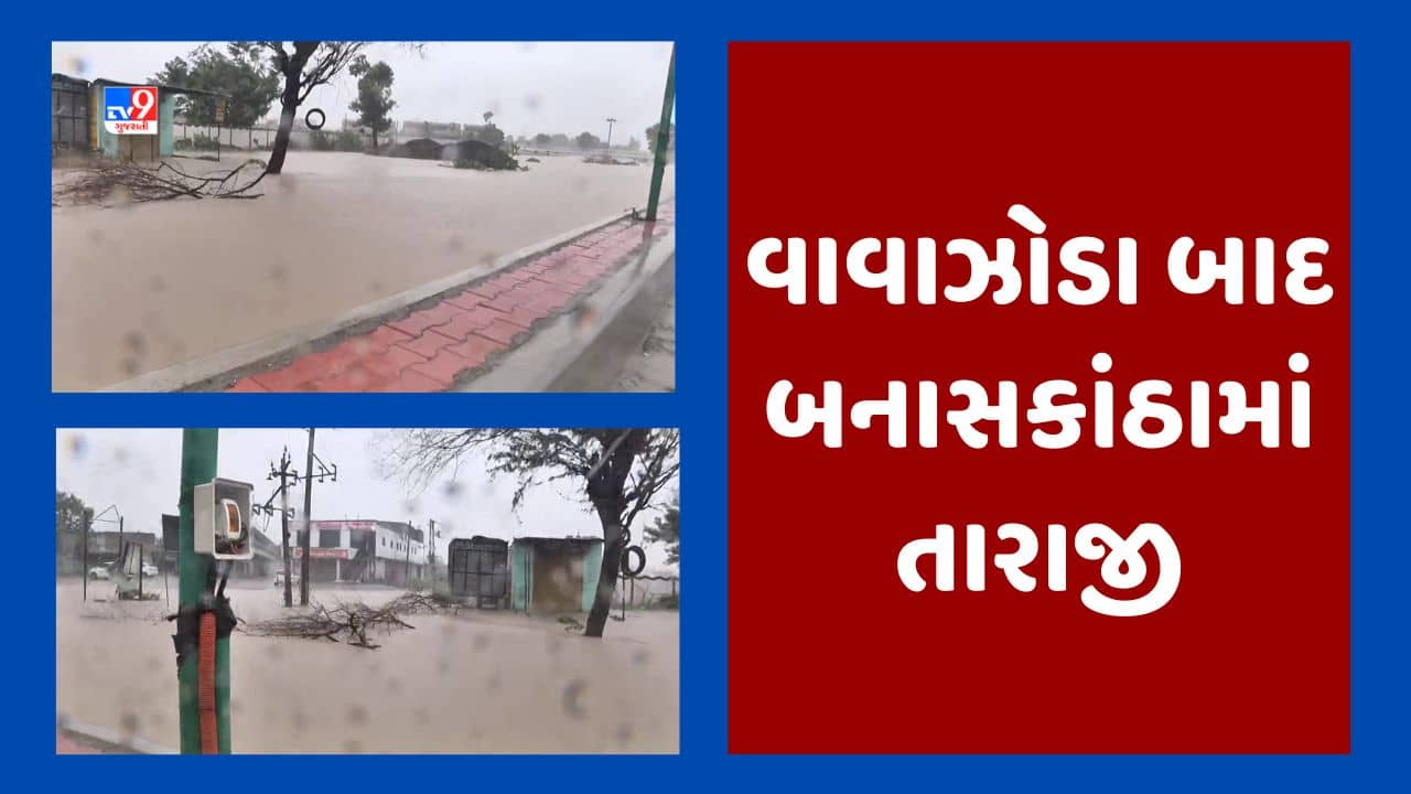 Cyclone Biparjoy Video: વાવાઝોડાના કારણે બનાસકાંઠા જિલ્લો જળ બંબાકાર, ઠેર ઠેર પાણી ભરાયા, અનેક વિસ્તારોમાં વીજળી ગુલ