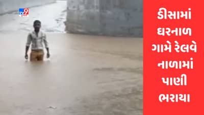 Gujarat Video: બનાસકાંઠાના ડીસામાં ઘરનાળ ગામે રેલવે નાળામાં પાણી ભરાયા