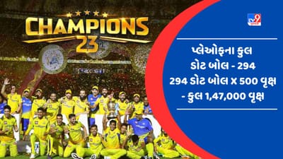 આઈપીએલની 16મી સિઝનની ફાઈનલ મેચ અમદાવાદના નરેન્દ્ર મોદી સ્ટેડિયમમાં રમાઈ હતી. ગુજરાત ટાઈટન્સ સામે શાનદાર જીત મેળવીને ચેન્નાઈ સુપર કિંગ્સની ટીમ 5મી વાર આઈપીએલમાં ચેમ્પિયન બની હતી. ફાઈનલ મેચ સુધી પ્લેઓફમાં 294 ડોટ બોલ બોલરે એ નાખ્યા હતા. આ હિસાબે બીસીસીઆઈ અને ટાટા ગ્રુપ દેશમાં 1.47 લાખ વૃક્ષો વાવશે.  