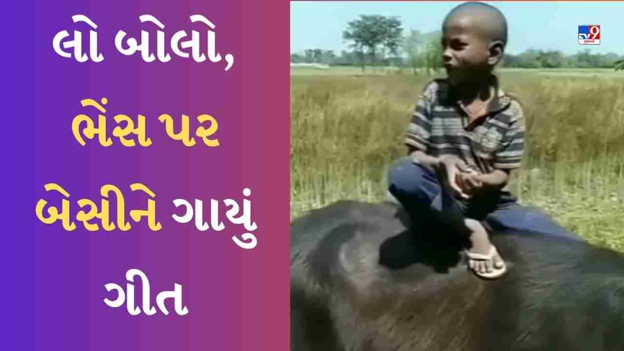 Singing Funny Viral Video: હોઈ કાંઈ....! ભેંસ પર બેસીને બાળકે ગાયું આવું ગીત, સાંભળીને લોકોએ કહ્યું- વાહ બેટે મૌજ કર દી