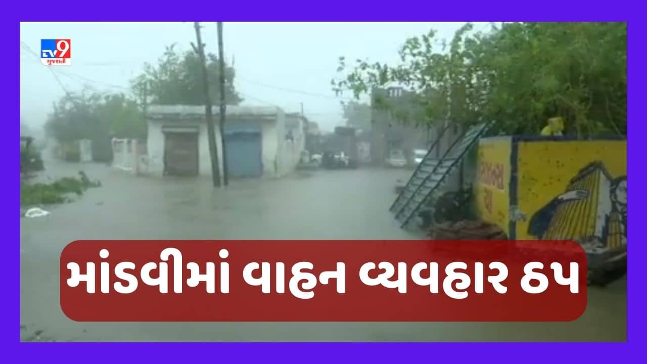 Cyclone Biparjoy Video : કચ્છ જિલ્લાના માંડવીમાં વાહન વ્યવહાર ઠપ, સમગ્ર વિસ્તારમાં વીજપુરવઠો ખોરવાયો