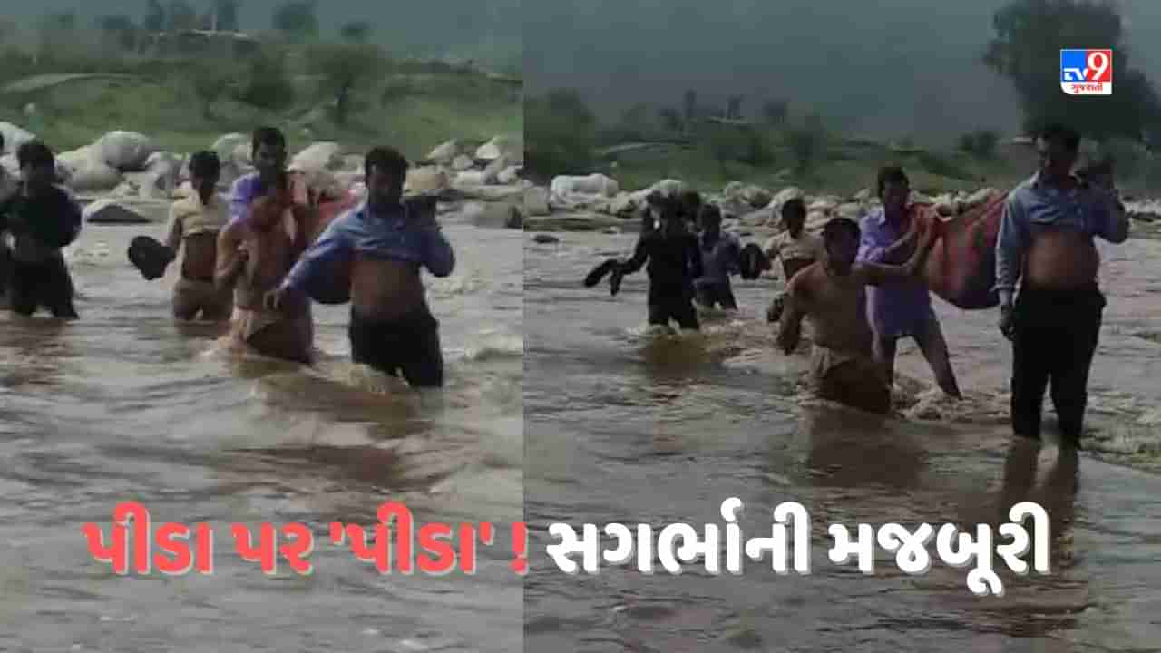 Gujarat Video: પીડાપર પીડા! નદીમાં ધસમસતા પાણીમાંથી સગર્ભાને ઝોળીમાં નાંખી પરિવારે દવાખાને લઈ જવી પડી