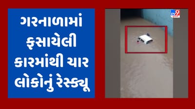નવસારીના મંદિર ગામે ગરનાળામાં કાર ડૂબી, કારમાં સવાર ચાર લોકોનું કરાયુ રેસ્ક્યૂ, જૂઓ Video