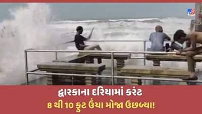 Gujarat Video: દ્વારકાના દરિયામાં ઉંચા મોજા ઉછળવા લાગ્યા, વરસાદની આગાહી પહેલા દરિયામાં કરંટ વધ્યો