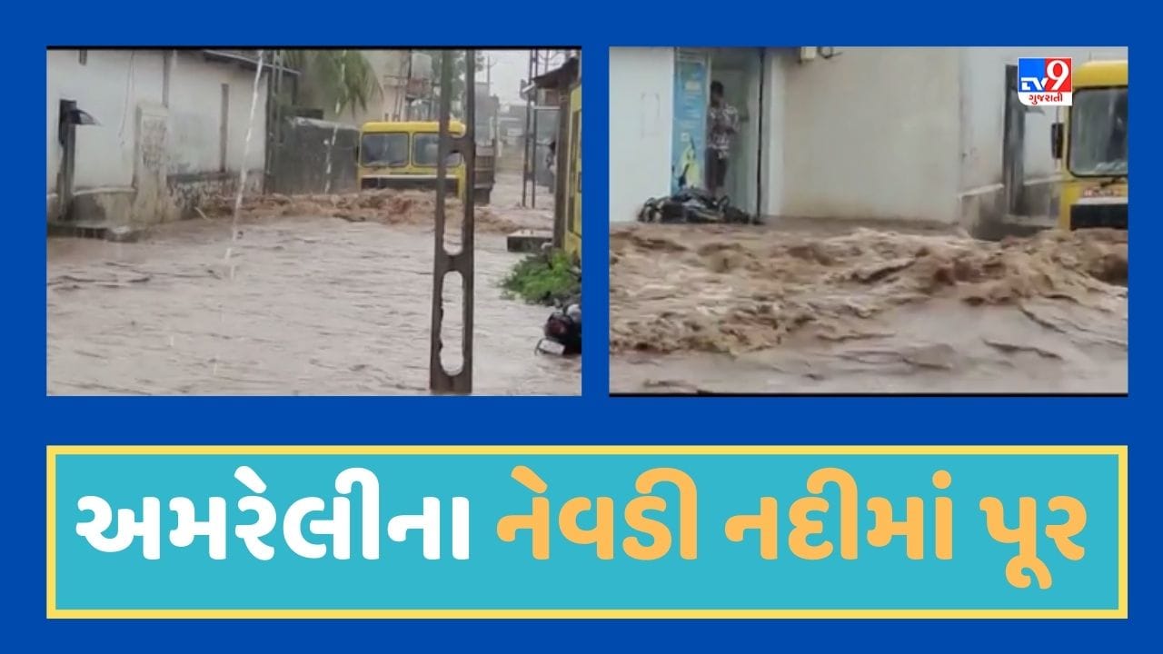 Amreli Rain Video : સાવરકુંડલા શહેર અને ગ્રામ્ય વિસ્તારોમાં વરસ્યો વરસાદ, નેવડી નદીમાં પૂરની સ્થિતિ Amreli Rain Video : સાવરકુંડલા શહેર અને ગ્રામ્ય વિસ્તારોમાં વરસ્યો વરસાદ, નેવડી નદીમાં પૂરની સ્થિતિ