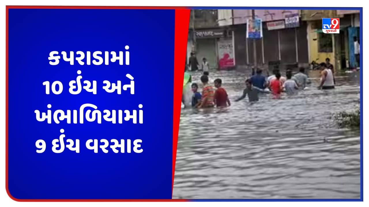ગુજરાતમાં મેઘરાજાની ધમાકેદાર બેટિંગ, વલસાડના કપરાડામાં સૌથી વધુ 10 ઇંચ અને દ્વારકાના ખંભાળિયામાં 9 ઇંચ વરસાદ, જુઓ Video