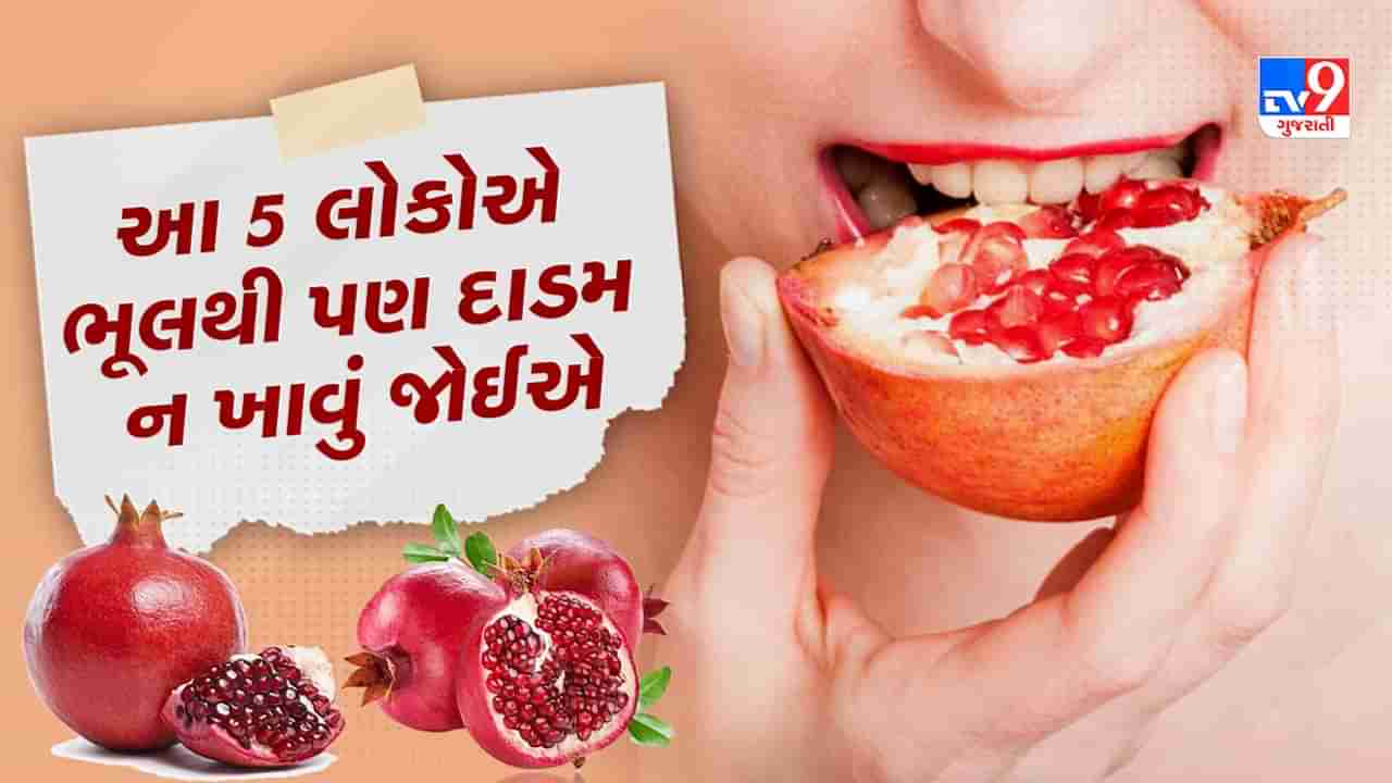 Pomegranate Benefits And Side Effects : આ 5 લોકોએ ભૂલથી પણ દાડમ ન ખાવું જોઈએ, સ્વાસ્થ્યને ફાયદાની જગ્યાએ થશે નુકસાન