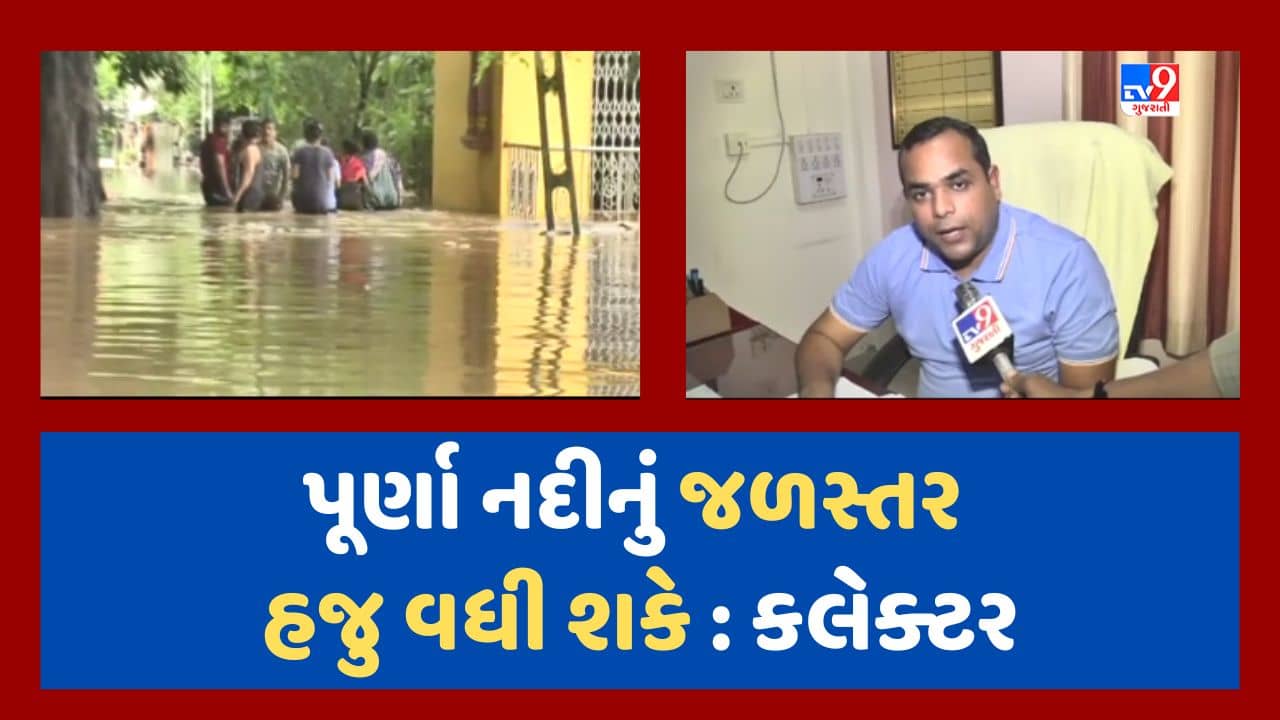 Navsari Video : નવસારીમાંથી પસાર થતી પૂર્ણા નદી ગાંડીતૂર, સ્થિતિ પર સતત નજર હોવાનો કલેક્ટરનો દાવો